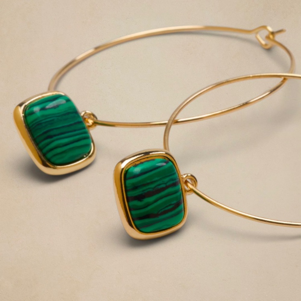 NWT Chic Gold and Green Hoop Earrings, Banana Republic